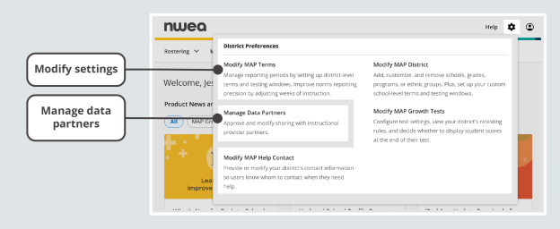 You’ll be able to modify settings and manage data partners.